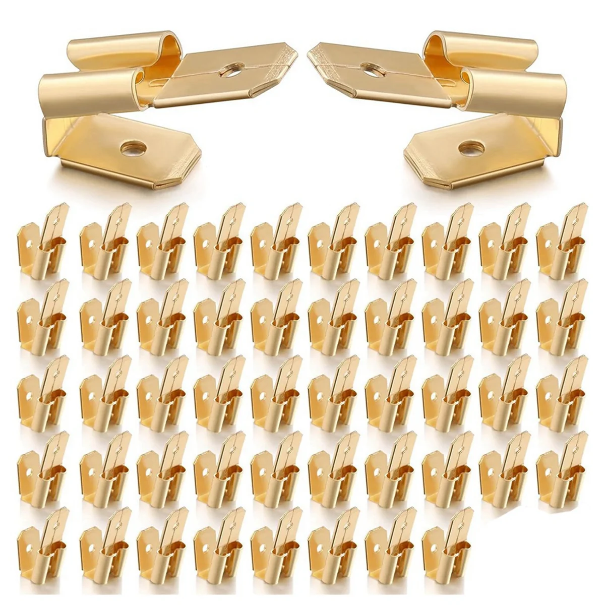 50 Pcs Piggyback Spade Connectors, 3 Way Adapter Dual Male to Single Female Brass Quick Disconnect