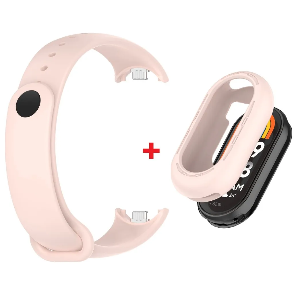 Xiaomi Miband 8 9 Silicone Strap+Case 2 in 1 for Soft Waterproof Sport Band Fashion Wristband Bracelet Slim Tpu Screen Protector