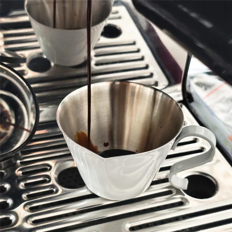 ABLN-Latte Art Zylinder mit spitzem Mund, Milchbecher aus Edelstahl 304, ausgefallener Kaffee-Milchaufschäumtopf, Kaffee-Extraktionsbecher