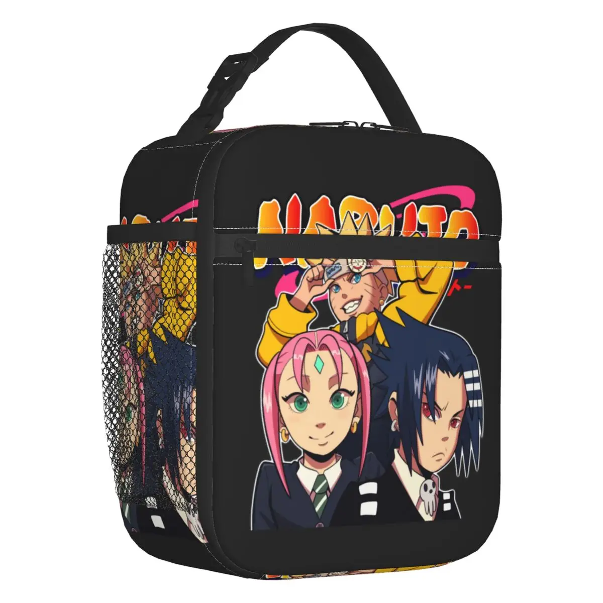 Benutzerdefinierte Naruto Uzumaki Anime isolierte Lunchtaschen für Damen und Herren, tragbare Thermo-Kühlbox für Lebensmittel, Lunchbox für die Schule