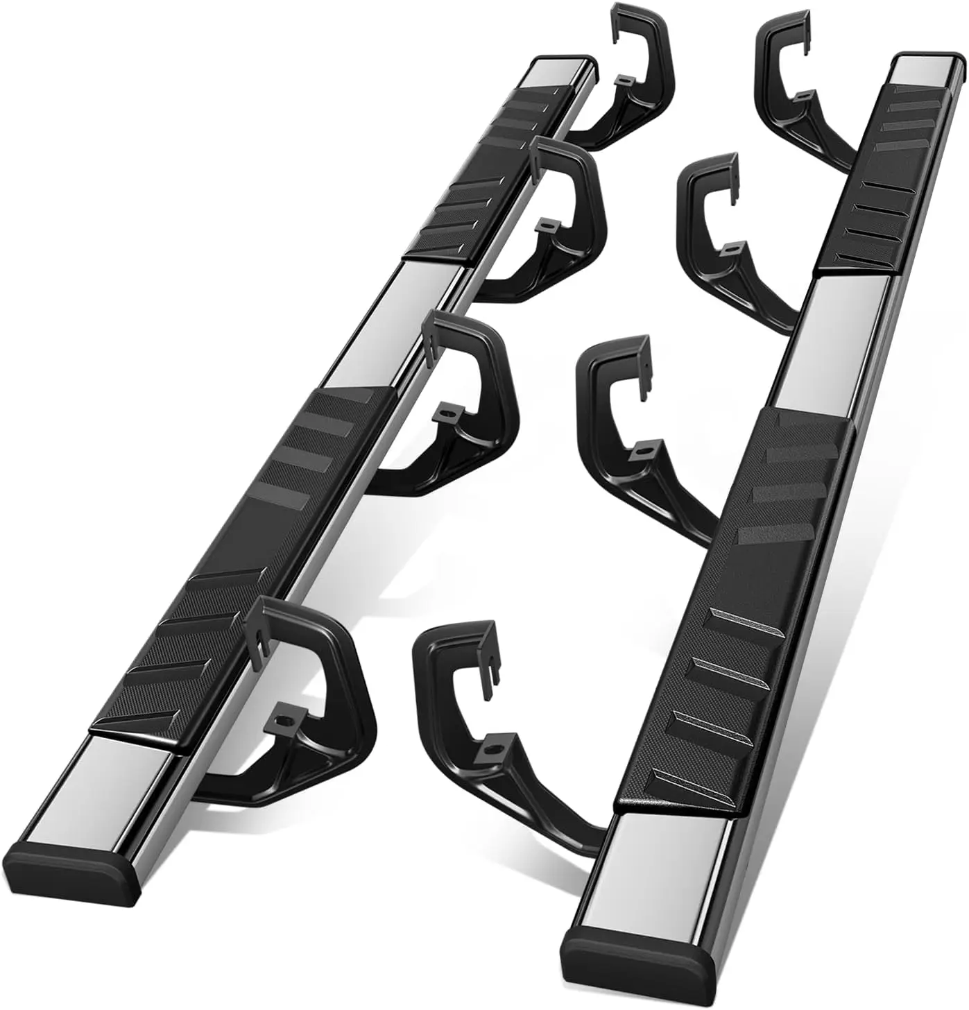 Running Boards Compatible with 2007-2019 Silverado Sierra 1500 2500HD 3500HD Crew Cab, Stainless Steel Side Step Rail Nerf Bars,