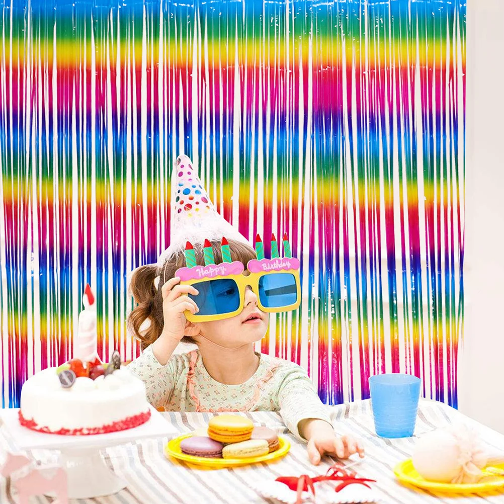 2 قطعة ستائر هامش ملونة مادة مميزة ديكور حفلات مشهد الزفاف ديكور المنزل ستارة نافذة الباب مقسم اللافتات