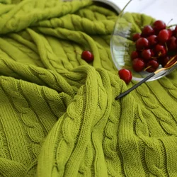 100% Cotton Knitted Blanket Solid Color Sofa Blanket Cover Nordic Home Decor Throw Blanket For Bed Portable Breathable Shawl