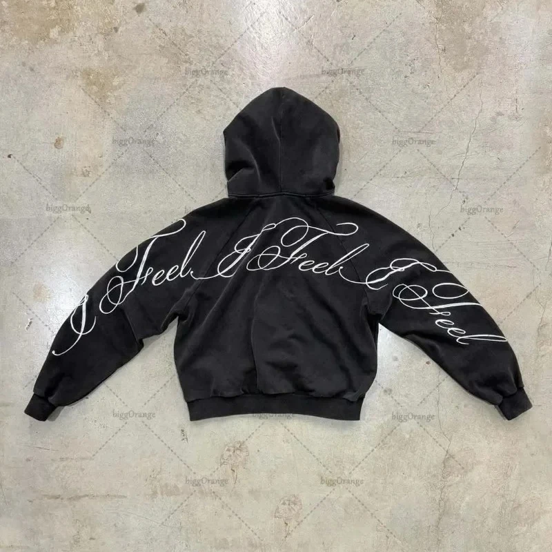 Y2K Harajuku القوطية إلكتروني طباعة ريترو أنيق الرجال والنساء هوديي الهيب هوب الشرير نمط أسود أبيض المتضخم سستة Sweatpants #3