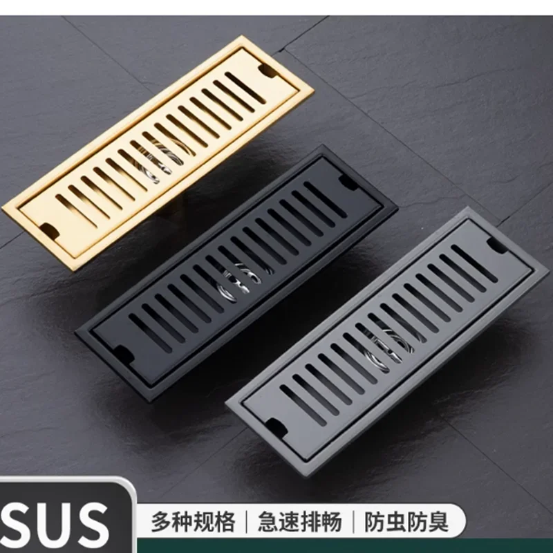 2-60cm Side Outlet Shower Drain Stainless Steel Bathroom Floor Drainage Linear Waste Drain for Kithchen extended anti odor strip