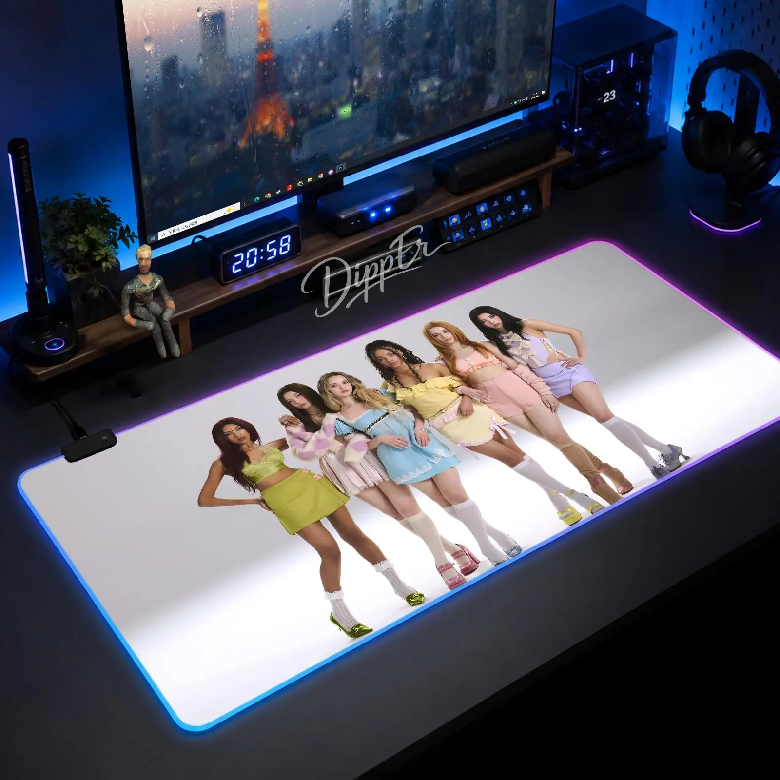 

A-Pop Katseye Mouse Pad Large Size LED Glowing Table Pad XXL Gaming Non-slip Rubber Mat With Backlight