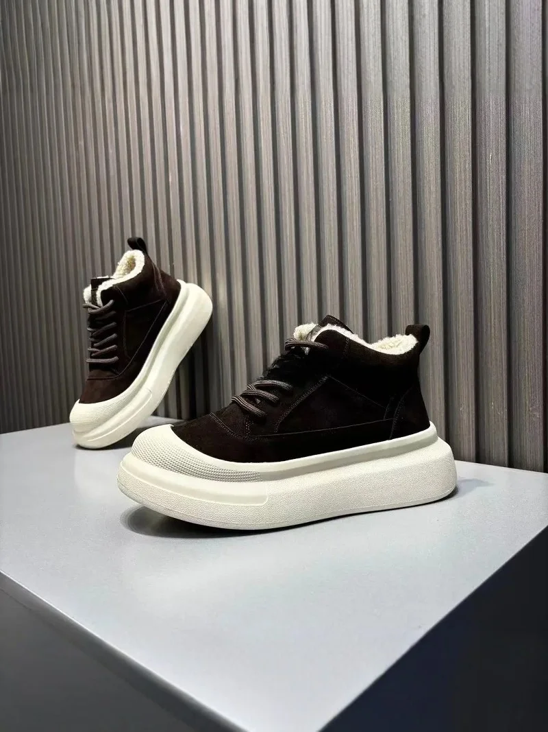 Men's Winter Thickened Fleece Lined Snow Boots Anti-slip Waterproof Cold Resistant Cotton Shoes for -40 Degree Celsius Weathe...
