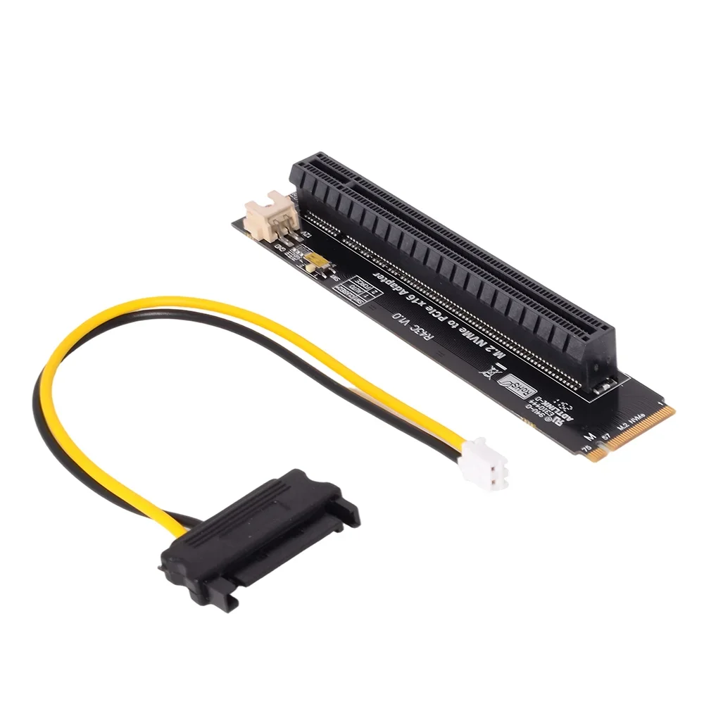 Expansion Card PCIe 4.0 x4 M.2 Key-M To PCI-E X4 X16 Riser Adapter Card PCB Board 12V Power Cable For NVMe M.2 22110 2280 M2 SSD