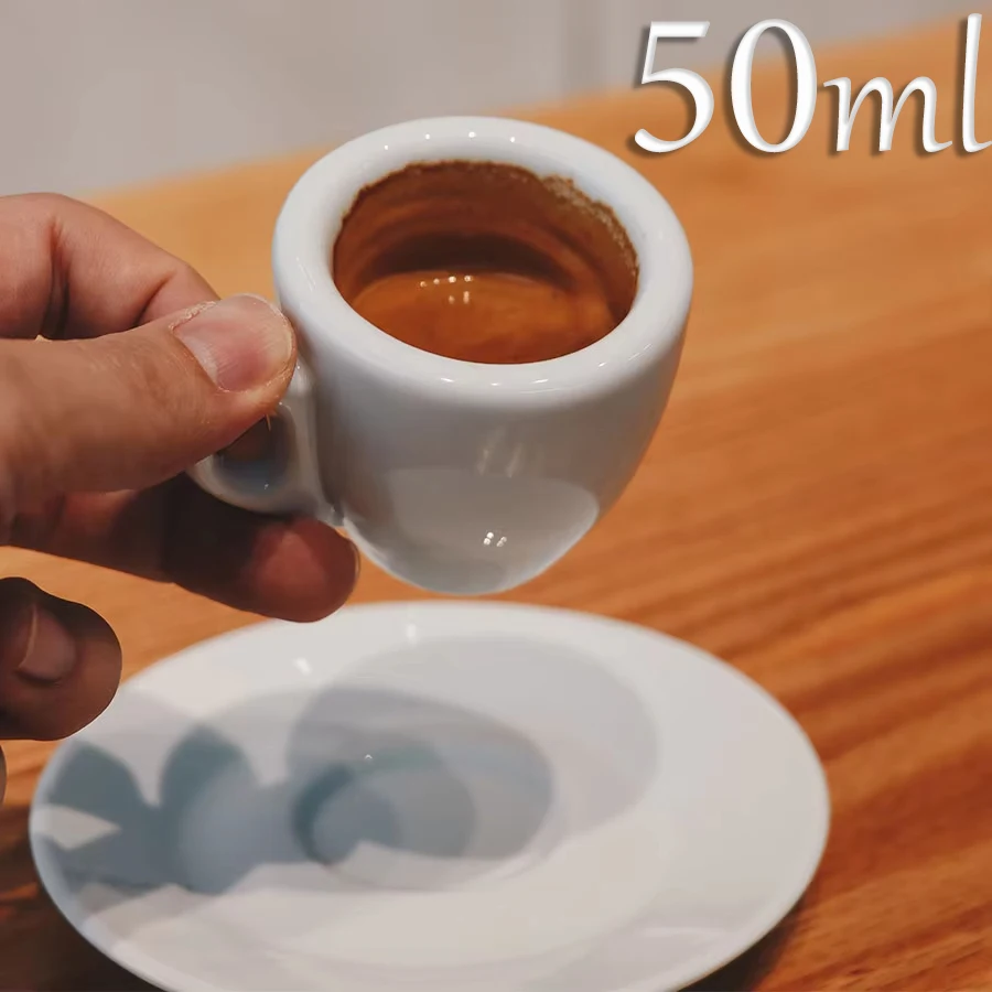 50 ml Porzellan-Espressotassen-Set mit Untertasse, Cappuccino, italienische Kaffeetassen, Express Shots Cup, zartes Kaffeezubehör