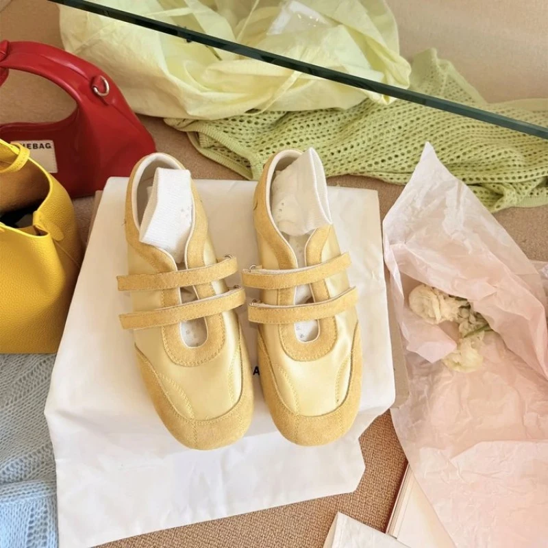 2026 New Women's Suede Mary Jane Sneakers, Double Strap Soft Sole Ballet Flats, Casual Comfortable Daily Sports Shoes