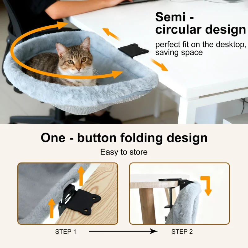猫用デスクベッド ワンクリック折りたたみ式 深型デザイン 省 - Under Desk Hammock のレビューと価格