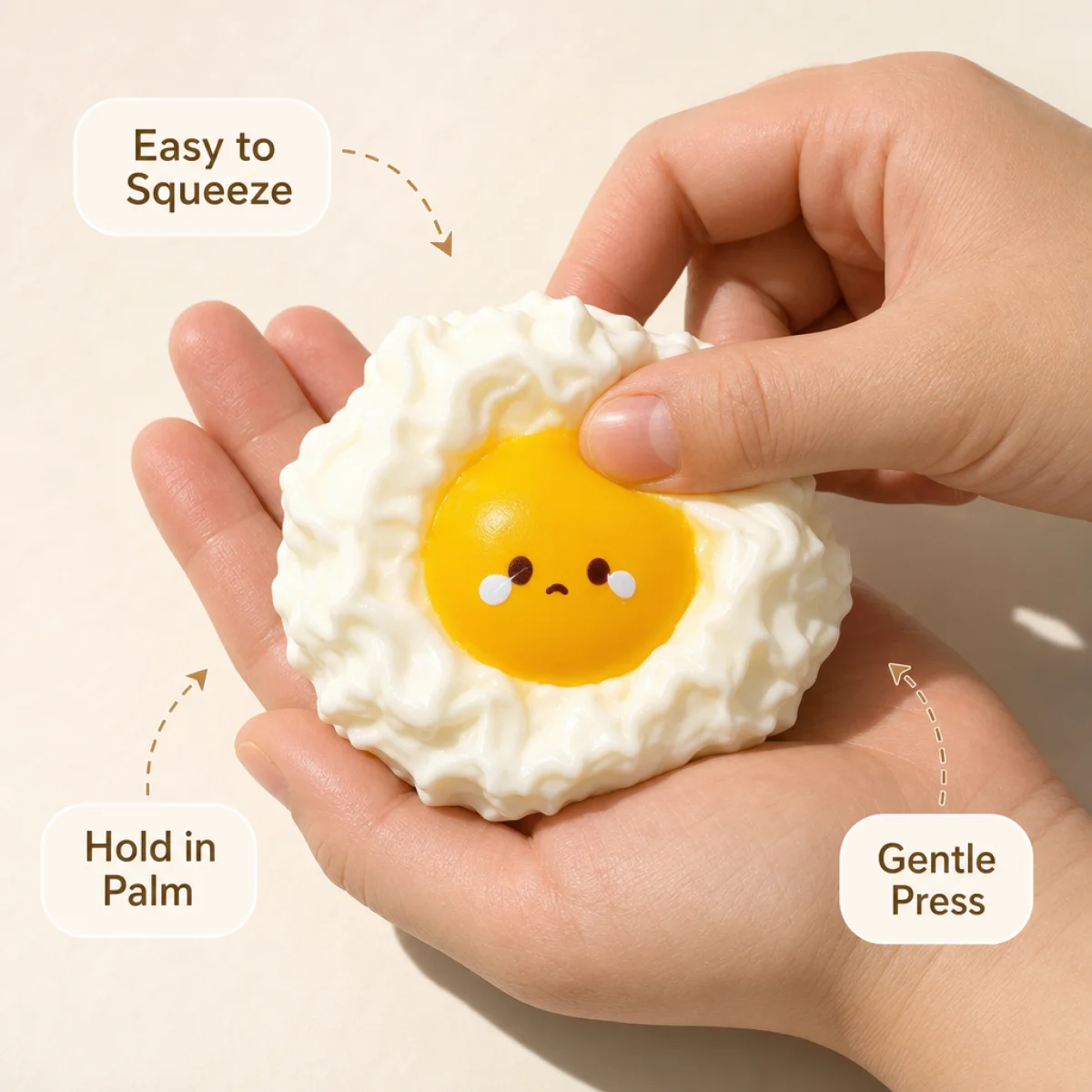 Food Grade Fried Egg Squishy Toy Soft Squeeze Stress Relief Toy Cute Cartoon Egg Fidget Toy Slow Rebound Decompression Toy For