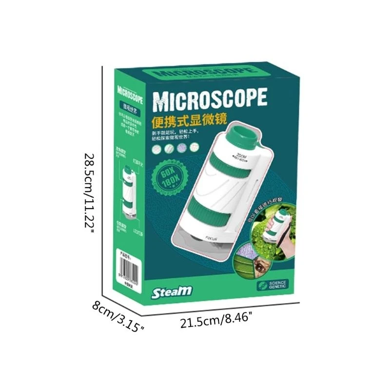 Kính hiển vi bỏ túi đồ chơi dành cho trẻ mới bắt đầu dành cho trẻ 7 8 9 10 tuổi 15UB