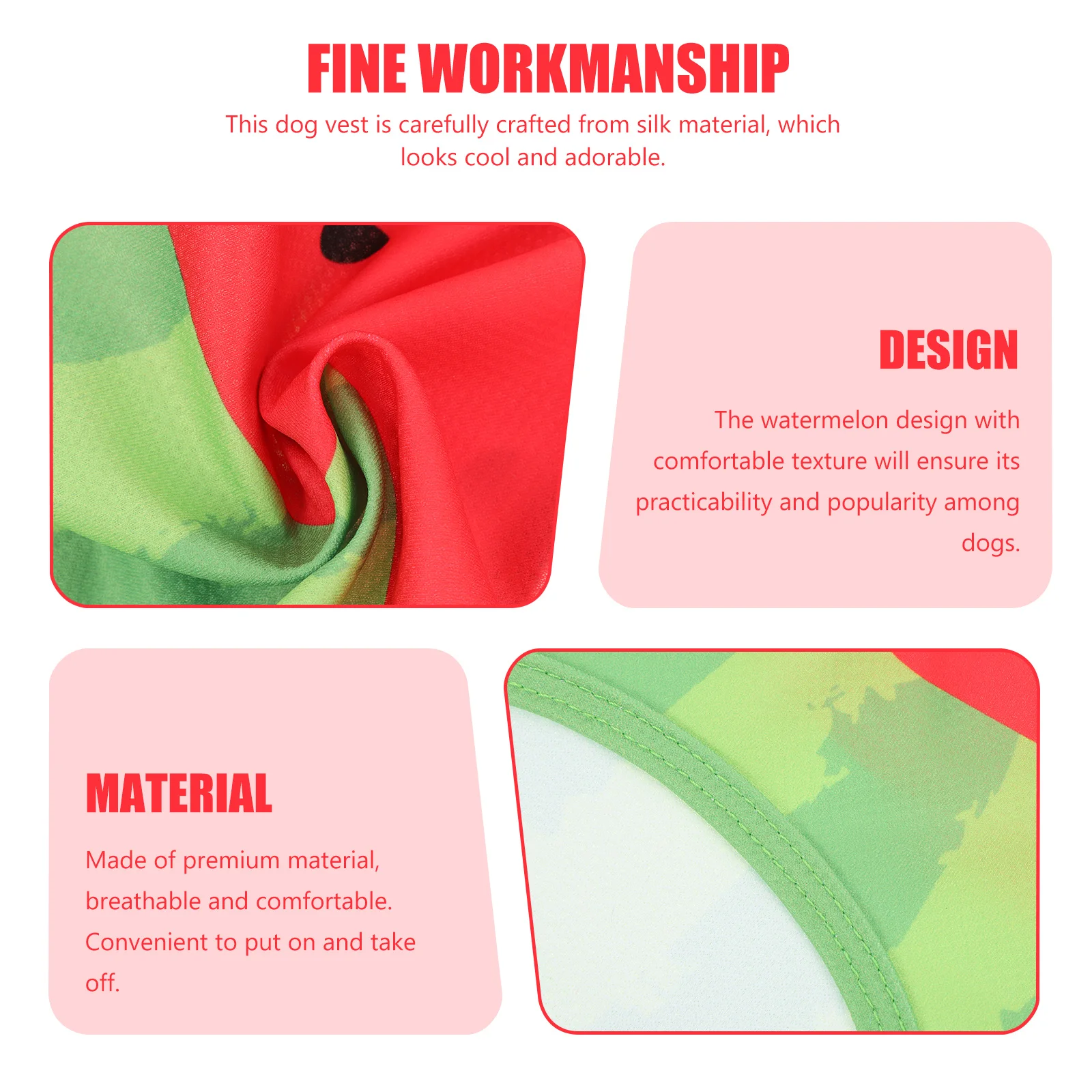 

Pet Cooling Ice Vest Watermelon Design Dog Vest Comfortable Breathable Summer Outdoor Indoor Puppy T-Shirt Size M