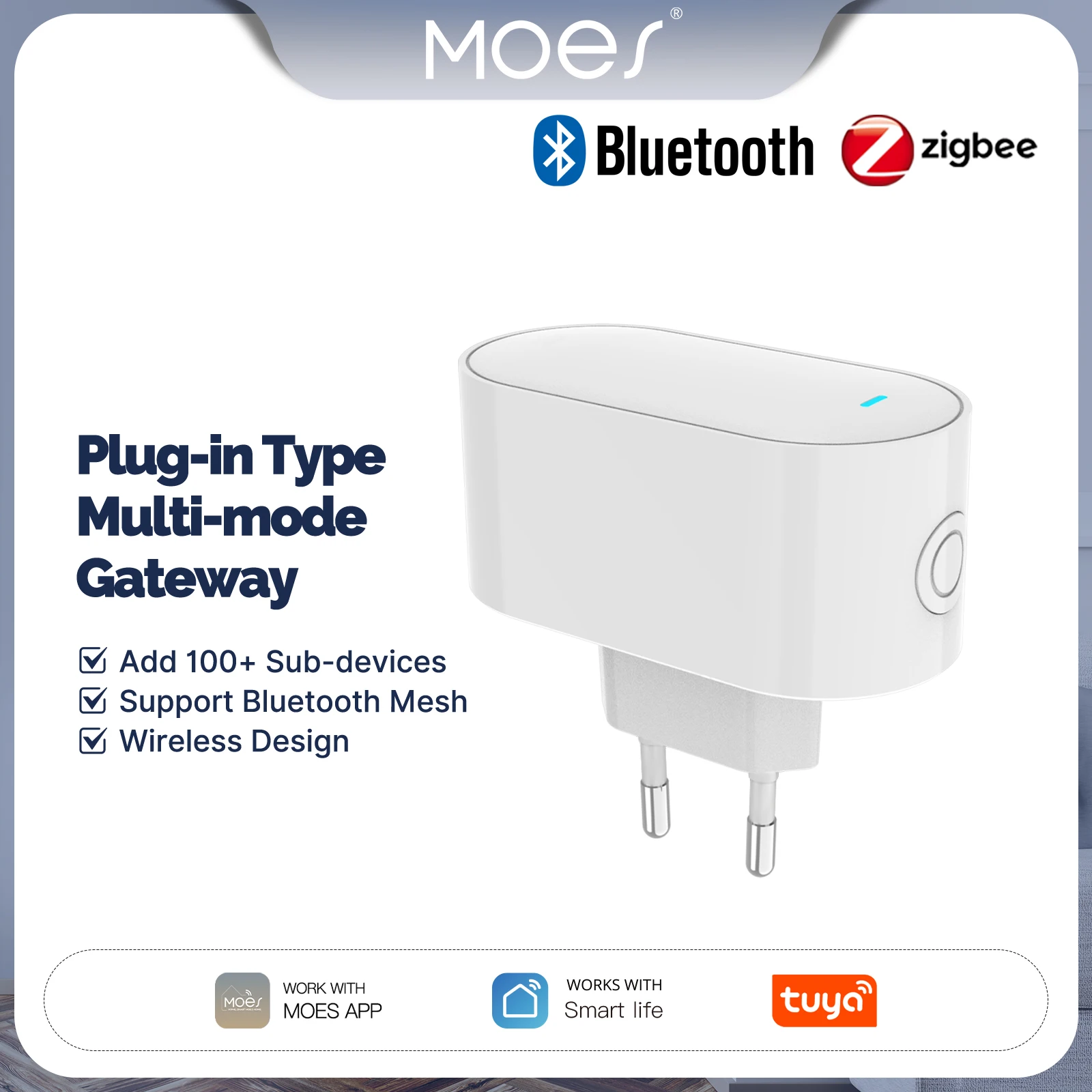 MOES Tuya Multi-mode ZigBee Bluetooth BLE Mesh Socket Gateway Smart Hub EU Version Allow 100+ Sub-devices App Remote Control