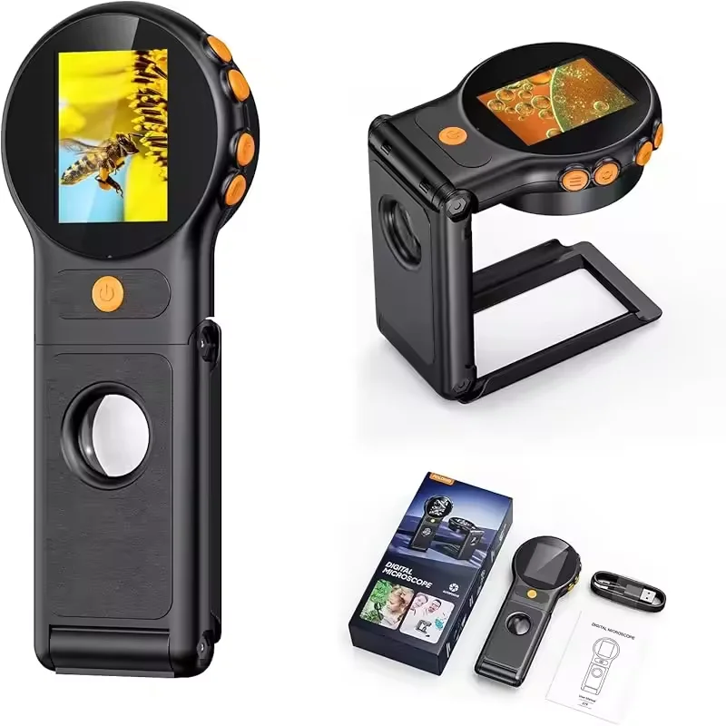 500X Magnification Digital Microscope 2Inch IPS Screen HD Electronic Coin Magnifier Foldable Microscope Camera for Jewelry Watch