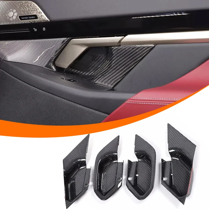 For BMW 5 Series i5 M60 G60 530 G68 2024+ Real Carbon Fiber Car Inner Door Bowl Lock Front Decorative Cover Car Accessories