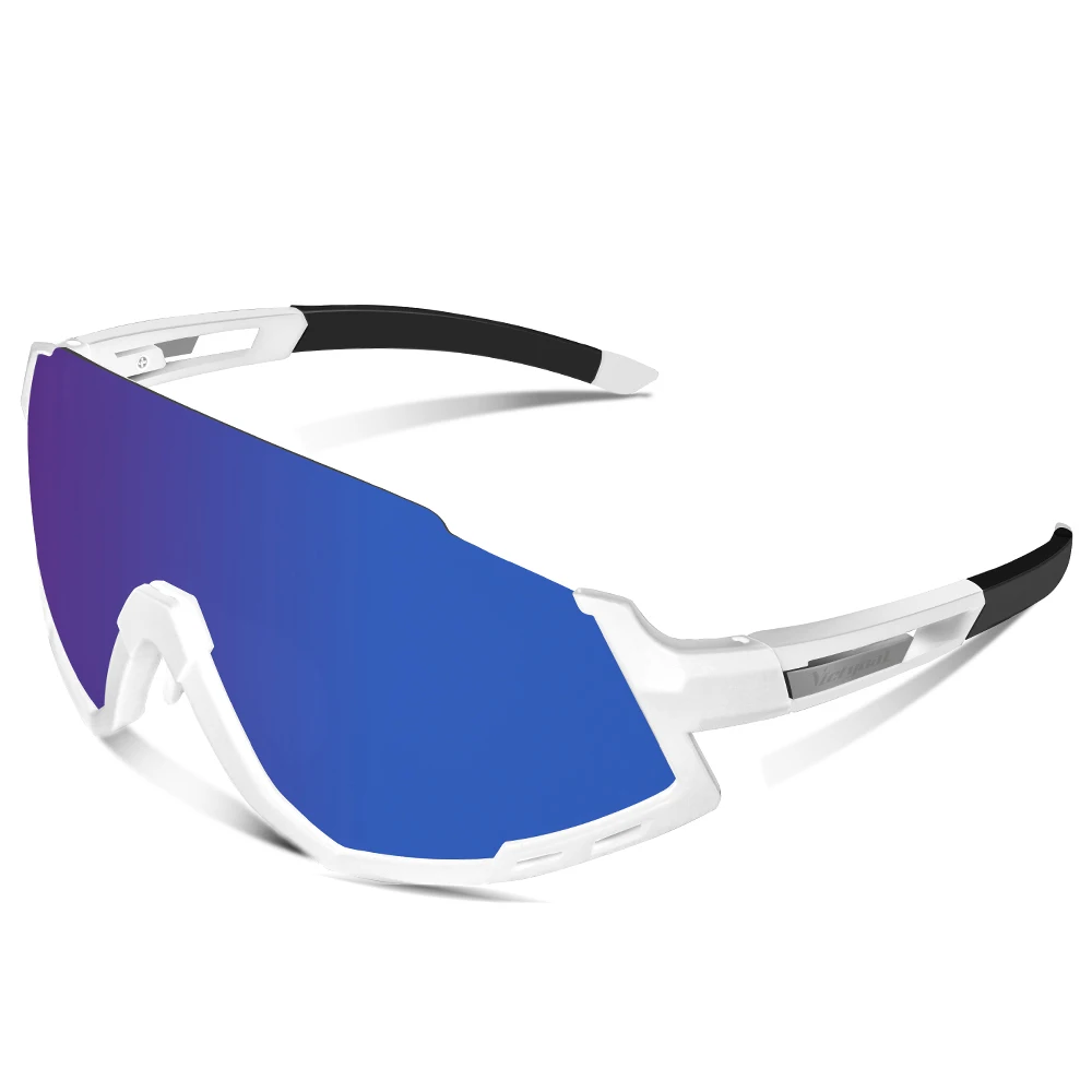 Men UV400 Sports Sunglasses Polarized Cycling Glasses White TR90 Sports Eyewear