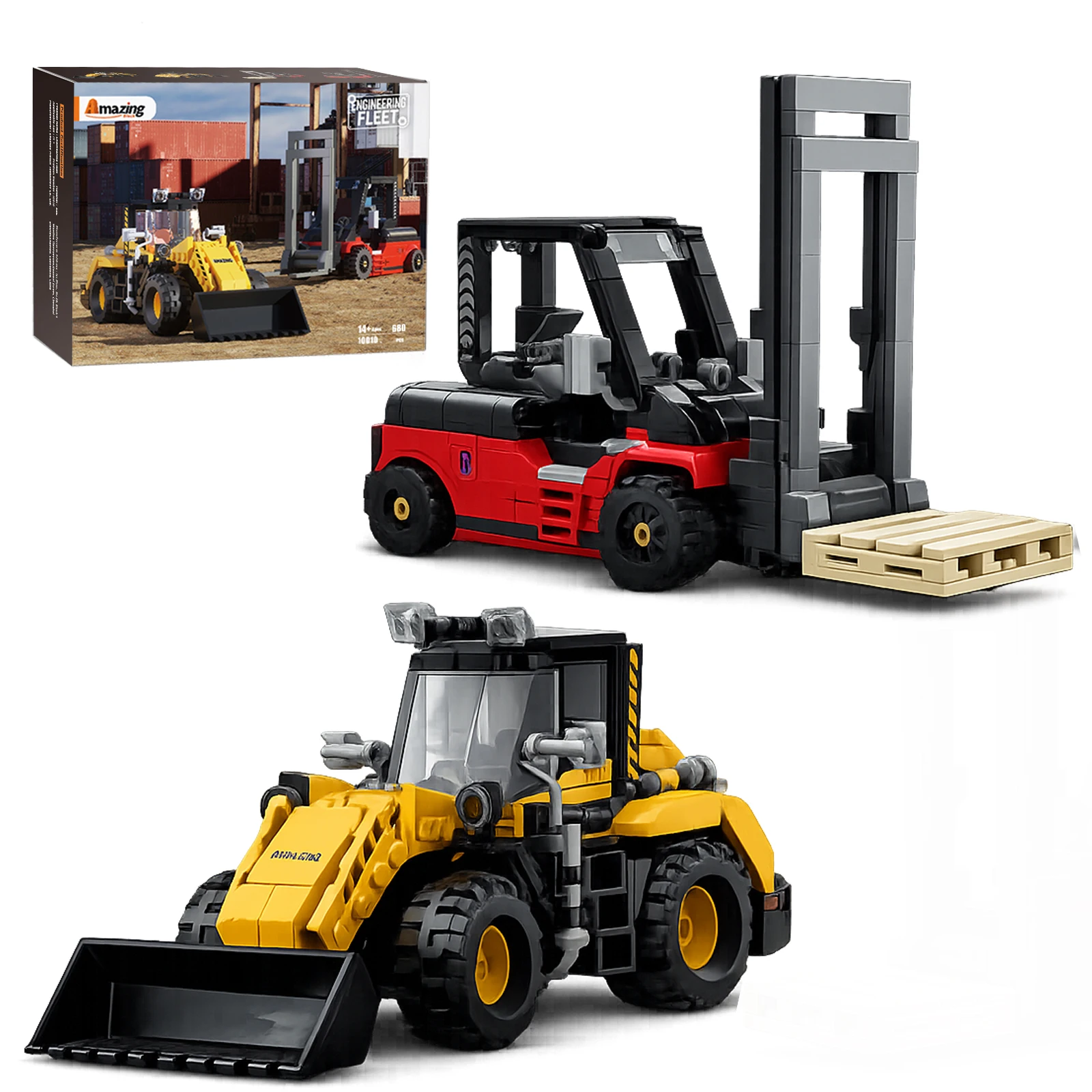 

680PCS Forklift Loader Building Blocks City Engineering Vehicle Car Model Educational DIY Puzzle Toy Creative Gift For Adults