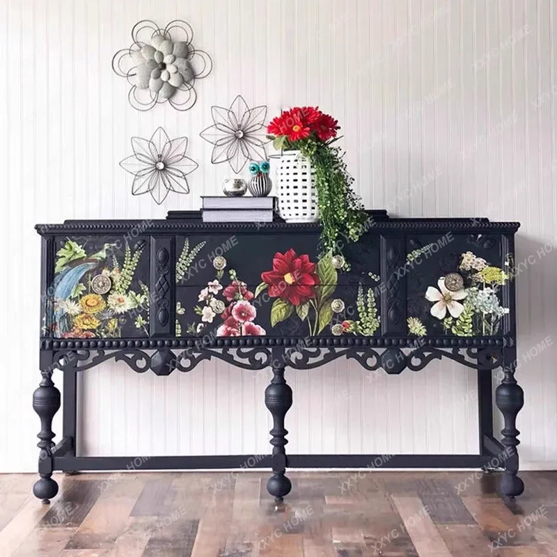 

Винтажный декоративный шкаф для гостиной из массива дерева, окрашенный буфет для прихожей, тумба для хранения