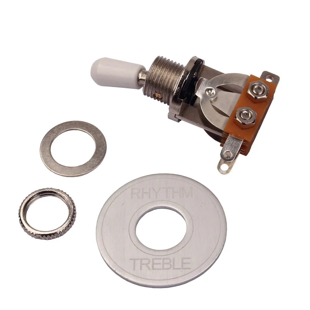 3 Way Toggle Guitar Pickup Selector Metal Aluminum Alloy Golden Threaded Shaft Knurled Nut Flat Washer for Electric Guitar DIY
