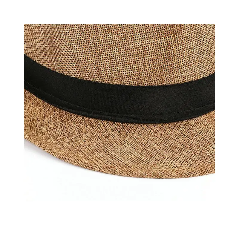 1 Pcs Summer Top Hat Straw Weaving Solid Color Sunshade Hat Straw Hat Breathable Jazz Hat Men's Top Hat Short Eaves