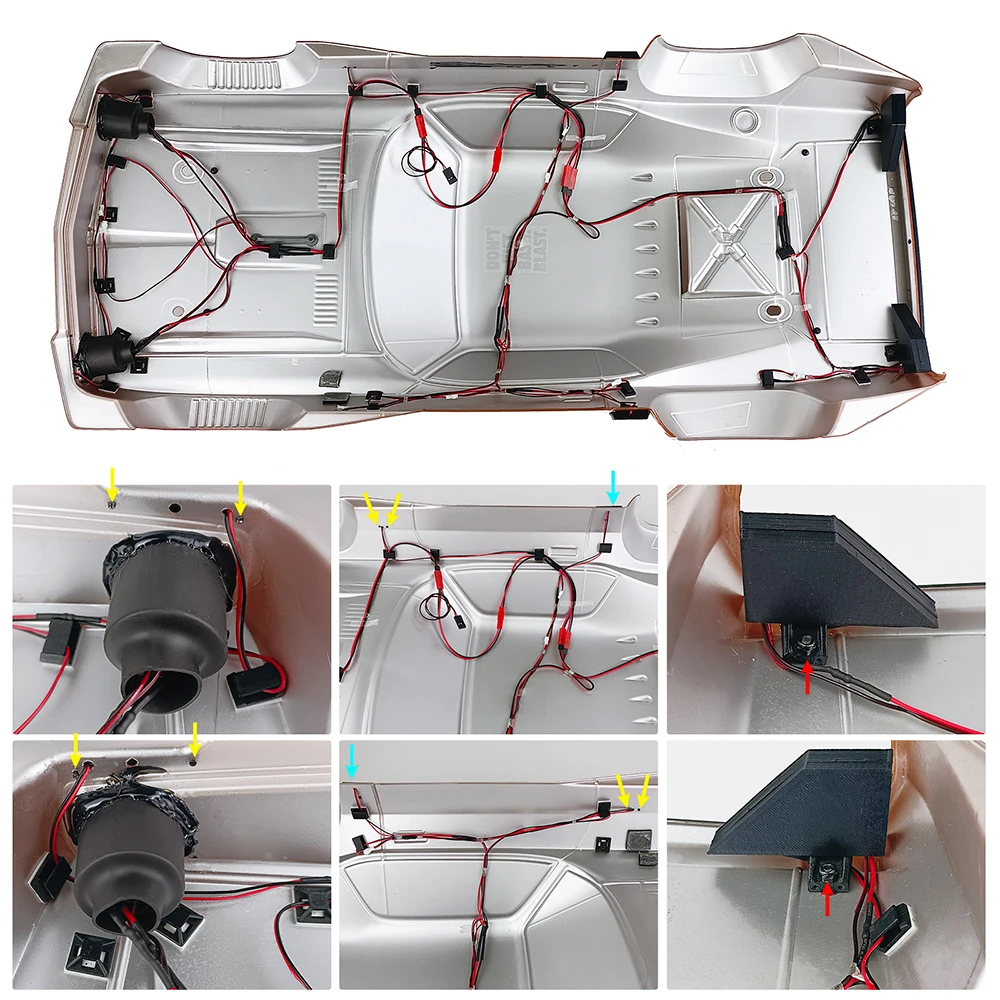 MIBIDAO faro anteriore + fanale posteriore posteriore + luce laterale per il 1/7 crime 6S BLX Street Bash All-Road Muscle Car RC Crawler Upgrade