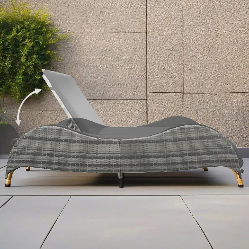 

Double Sun Lounger with Cushions - Poly Rattan in Anthracite Shade for Outdoor Relaxation