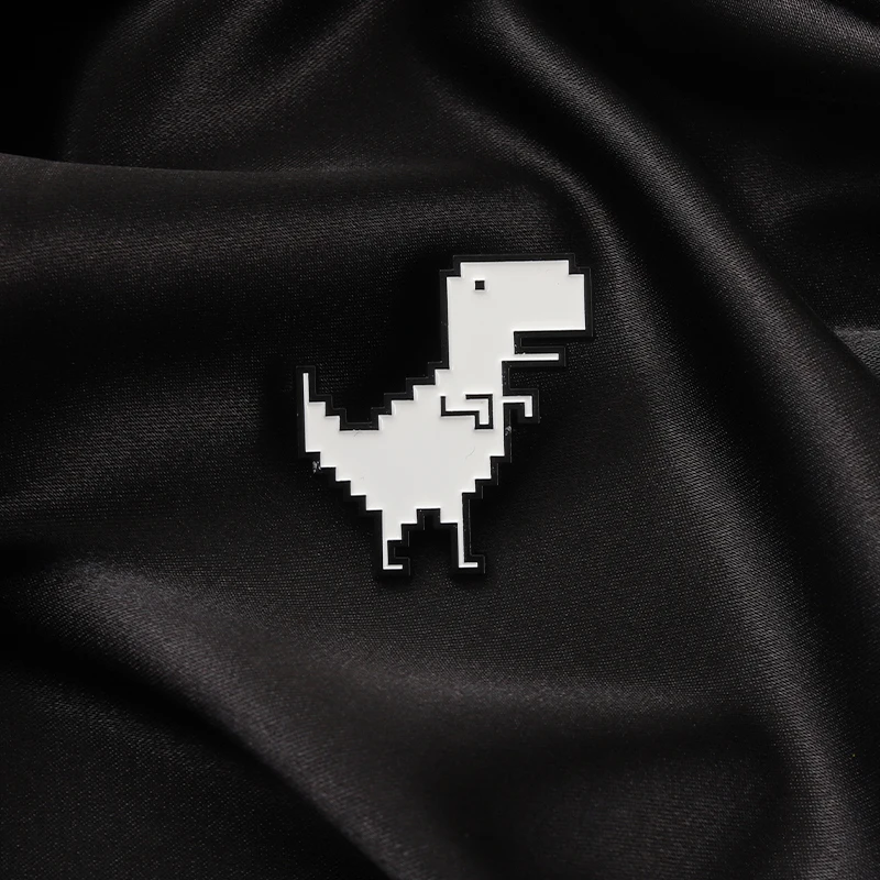 Retro Animal Dinosaur Enamel Brooch Pin Pixel Geometric White T-Rex Alloy Dinosaur Brooches Pins Badge Fashion Jewelry Gift