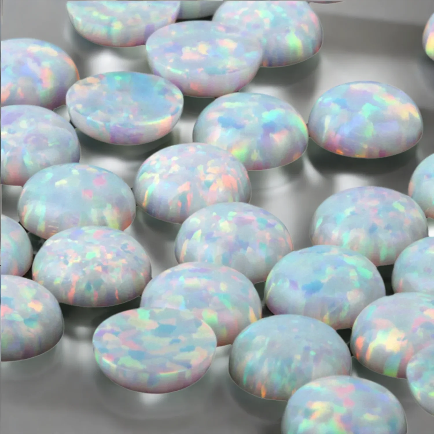 

Синтетические бусины из белого огненного опала для изготовления ювелирных изделий OP17, круглые бусины с кабошоном 1,5–10 мм, свободные бусины