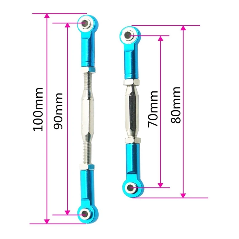 2 Stück Metall verstellbare Lenk gestänge Servo Link Zugstange für Traxxas Slash 4x4 hq727 rc Auto verbesserte Teile