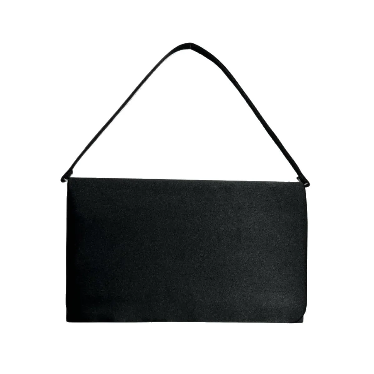 Matte Solid Black Minimalist Satin Thin Shoulder Strap Long Flap Clutch Luxury Low-key Versatile Evening Bag Middle Aged Women
