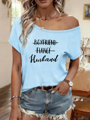 Printed Y2K Style Spring and Summer Hot-Selling Women's Fashionable Casual Off-Shoulder Short Sleeves