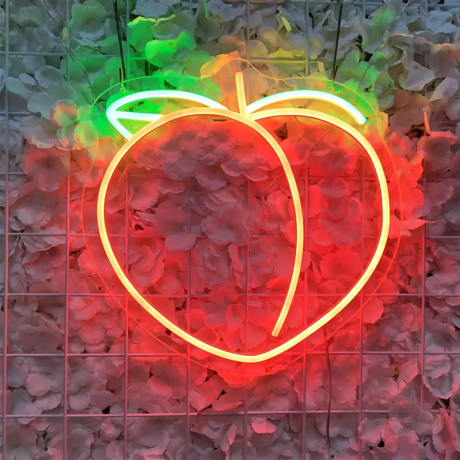 Peach Neon Sign Fruit LED Neon Light Wall Decor Cute Bedroom Living Room Restaurant Girl Kiss Valentine's Day Birthday Gifts