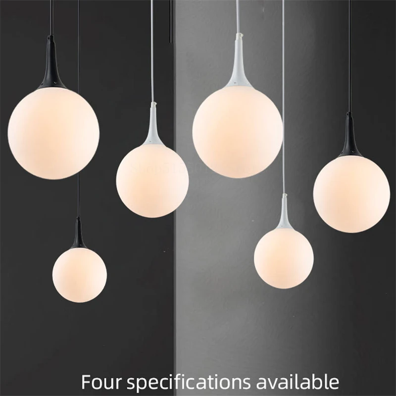 

Nordic Loft Simple White Glass Ball Pendant Light LED E27 Hanging Lamp for Living Room Decoration Bedroom Hotel Shop Chandelier