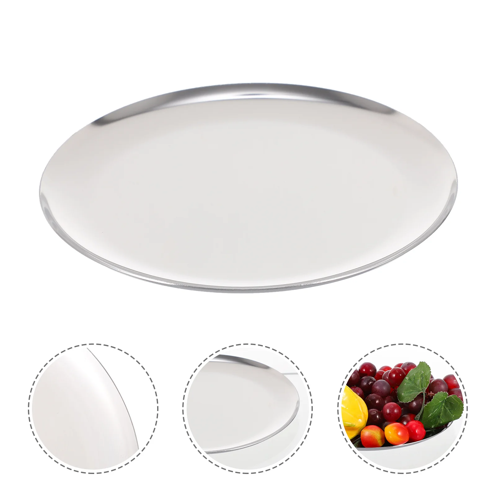 

Metal Storage Tray Stainless Steel Modern Round Multipurpose Jewelry Organizer Display Serving Tray for Restaurant Hotel Home