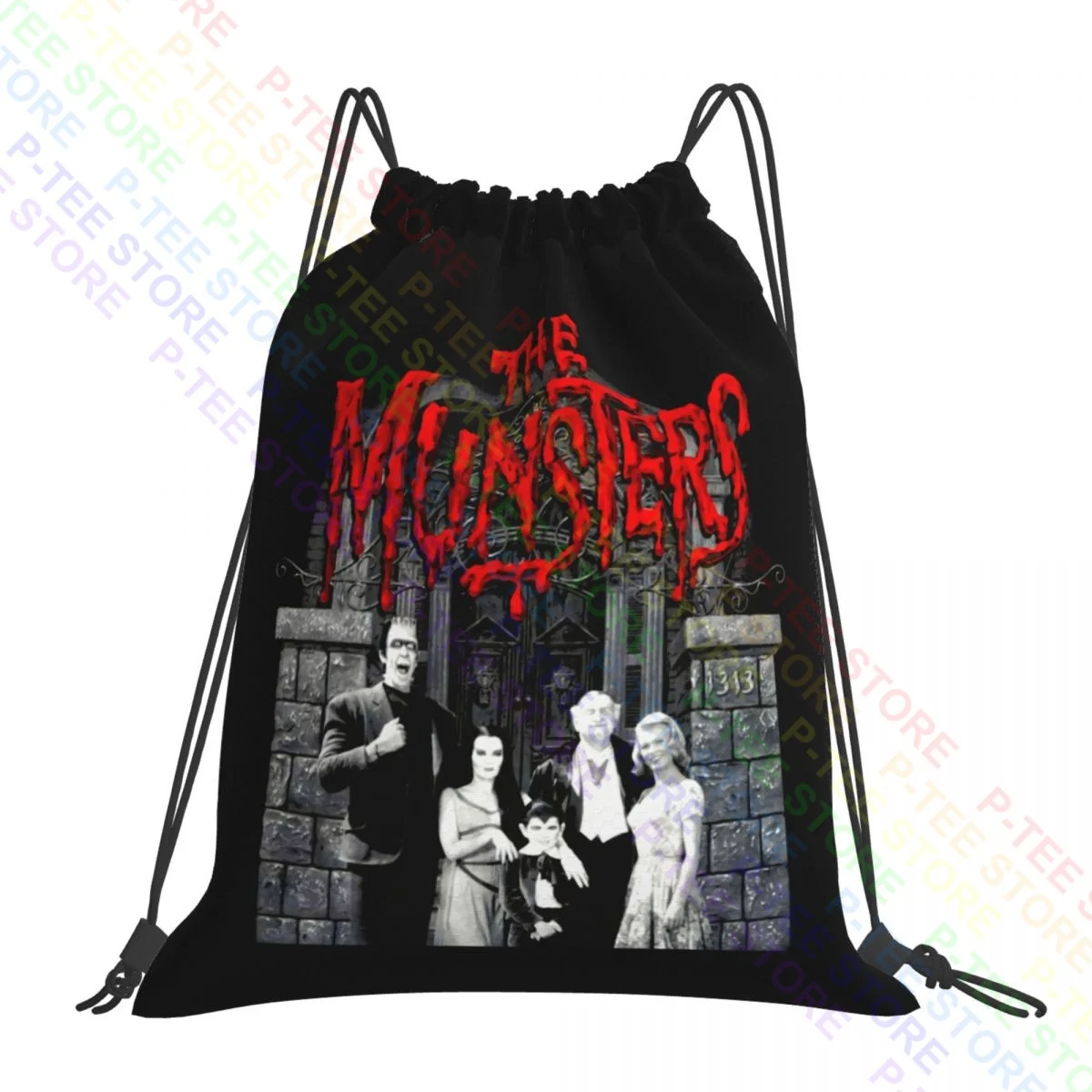 Universal The Munsters Family Portrait Red Logo Drawstring Bags Gym Bag Hot Art Print Sports Bag Riding Backpack