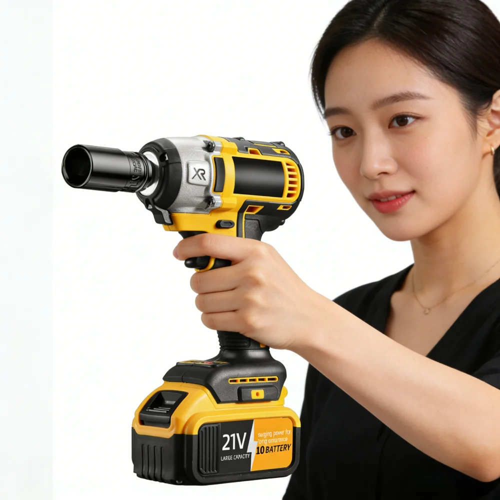 Electric Wrench Lithium Battery Rechargeable Brushless Impact Wrench High Torque Rack Worker Wind Cannon Powerful Auto Repair