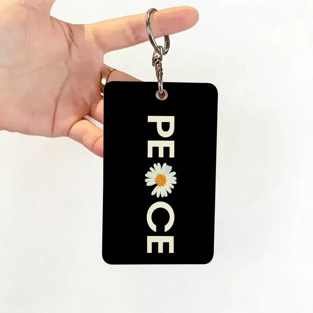 Modischer P-PeaceminusoneS Kartenhalter mit Schlüsselanhänger für Zugangskarten, Buspass und Kreditkarten, Ausweise, Bankkarten, Schutzhülle – Detail 4