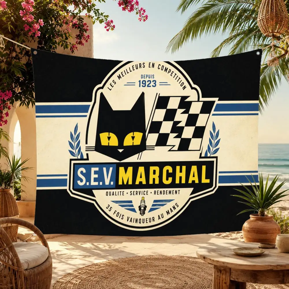 Brand S-Sev Marchal Black Cat Flags Home Yard & Garden Decor Banner - Indoor Outdoor Wall Hanging Flag