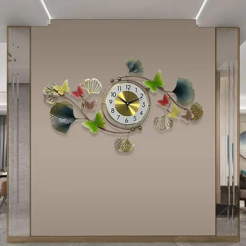 Fashion Living Room Restaurant Bedroom Household Use Atmospheric Iron Art Silent Creative Butterfly Mute Clock Modern Design G