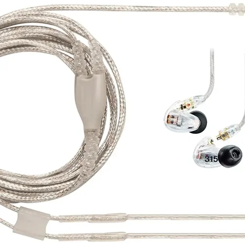 V-MOTA EAC64CL 분리형 이어폰 케이블, Shure SE215/315/425 및 SE535/846 이어폰 호환, 150cm (클리어), 59 인치