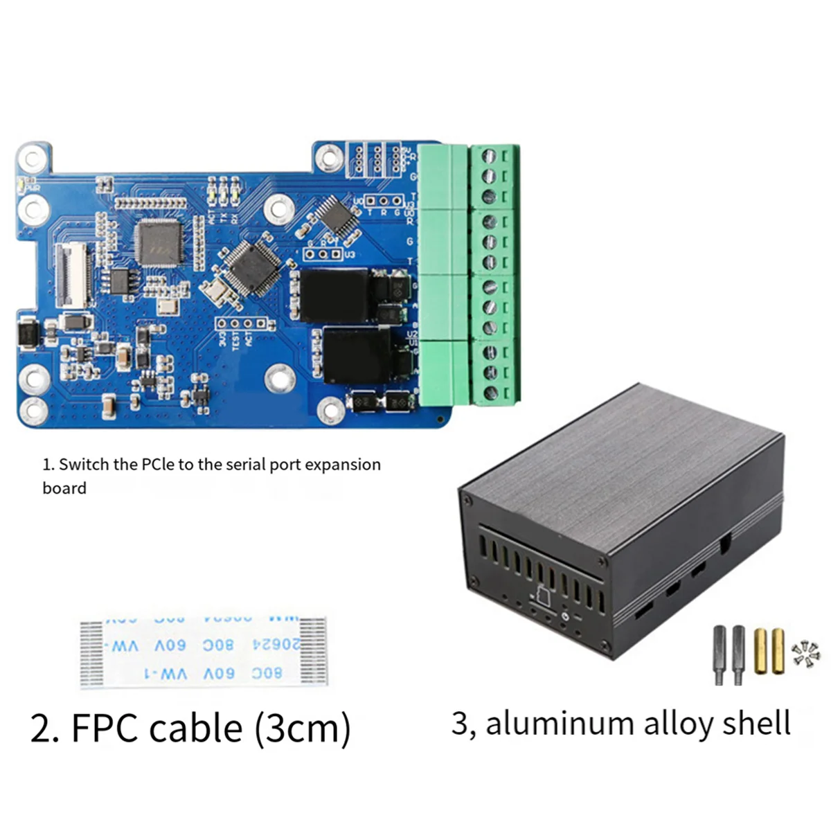 MPUUART для RPi 5, PCIe — USB UART HAT + чехол для Raspberry Pi 5, RS485, ISO RS232, USB2.0, модуль 4G LTE