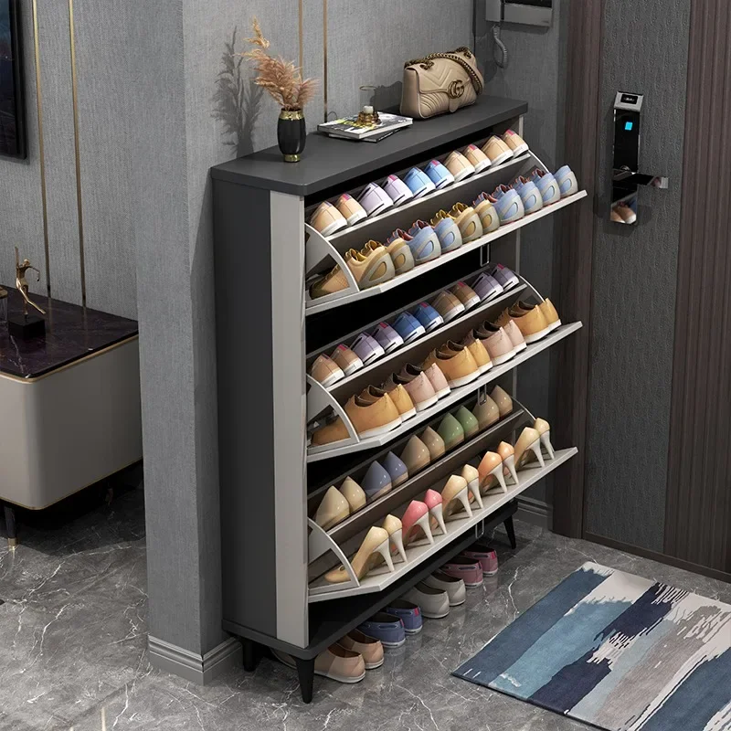 High-end ultra-thin tipping bucket shoe cabinet, household entry-level simple space-saving storage cabinet