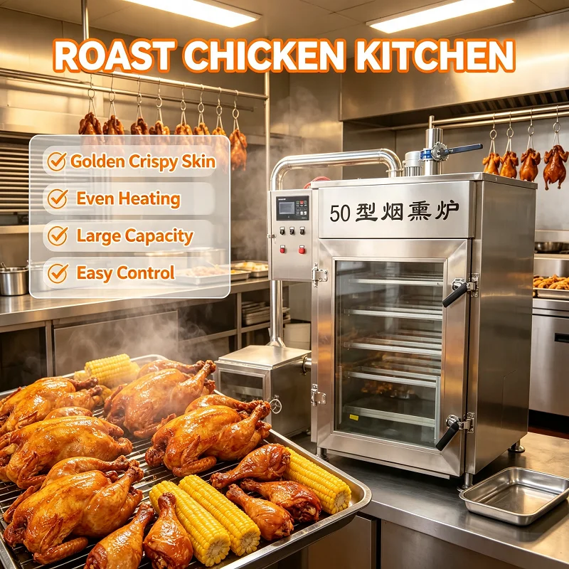 Stainless Steel Commercial Smoker Machine for Meat Chicken Fish Sausage Bacon Electric Oven with Steam Function Moisture Keep