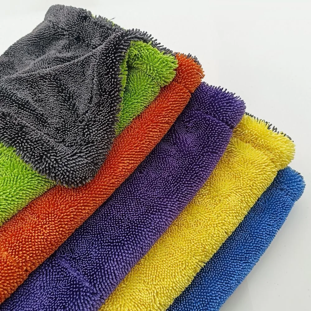 2026 Strictly selected gray-green double-sided braids absorbent towel 1200GSM thickened and twisted microfiber car towel