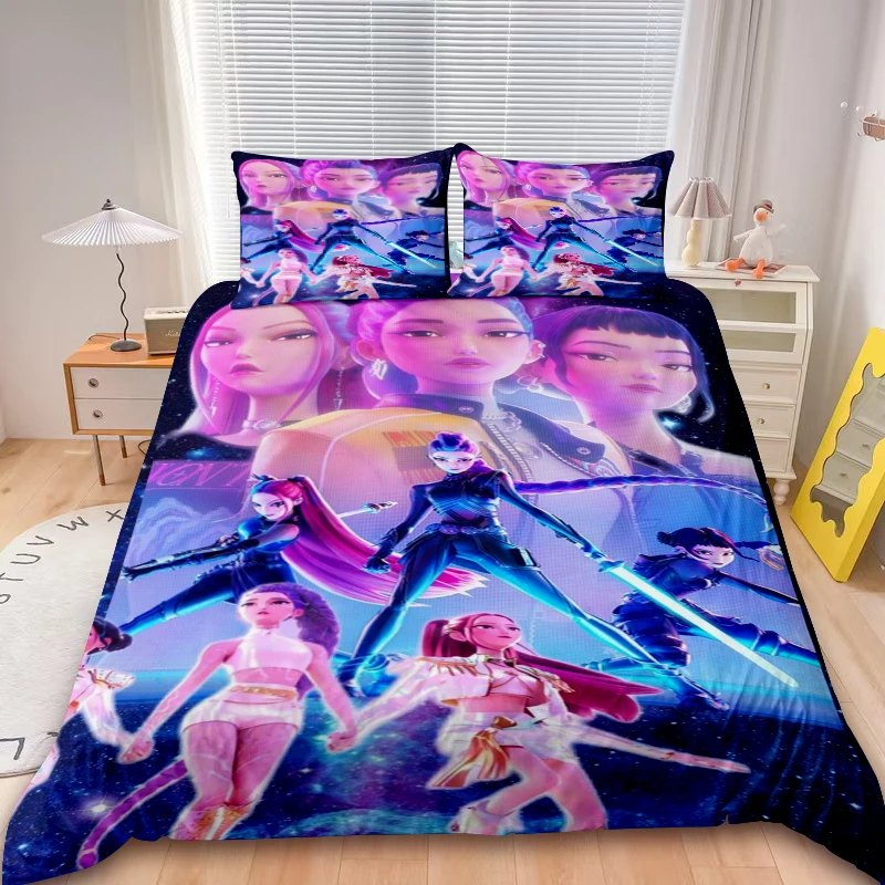 

Teens K-pop D-Demon H-Hunters 3pcs Duvet Cover Set Bedding Set Comforter Cover Queen King Children Gifts Bedroom Decor