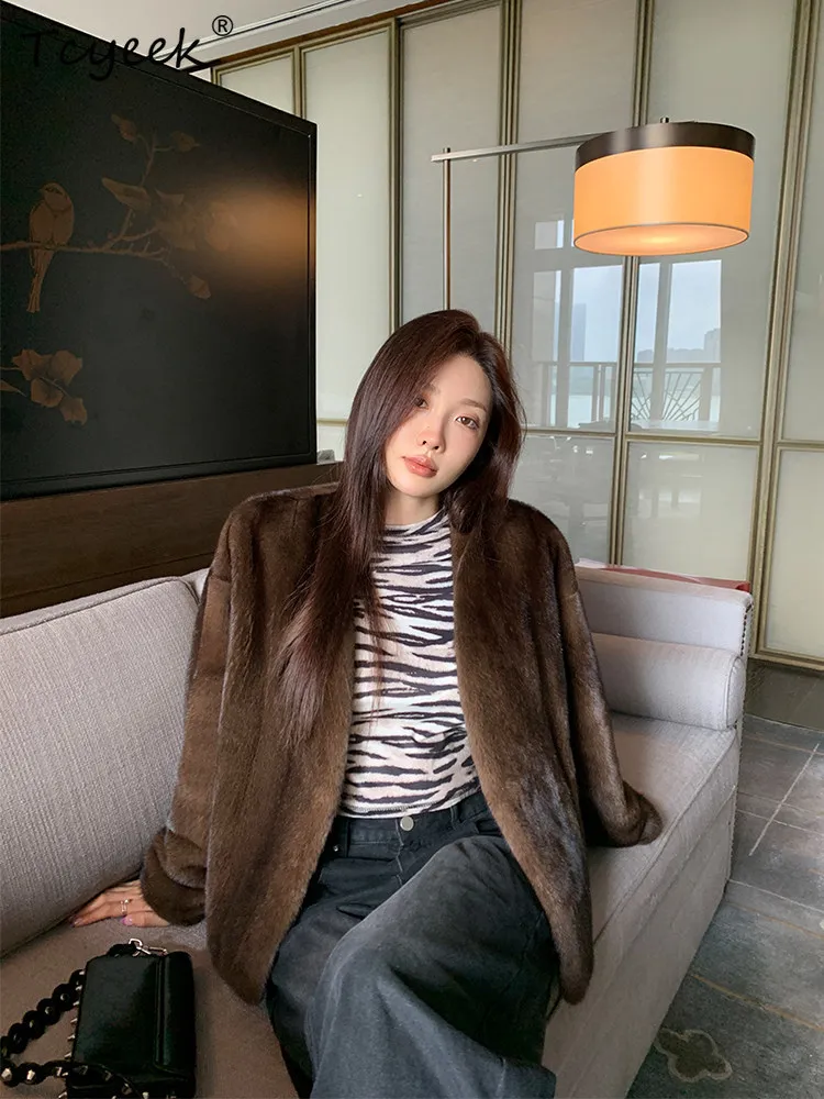 Tcyeek Whole Mink Fur Coat Woman 2026 Winter Clothes Warm Natural Mink New in Coats Women Fashion Short Style Шуба Женская