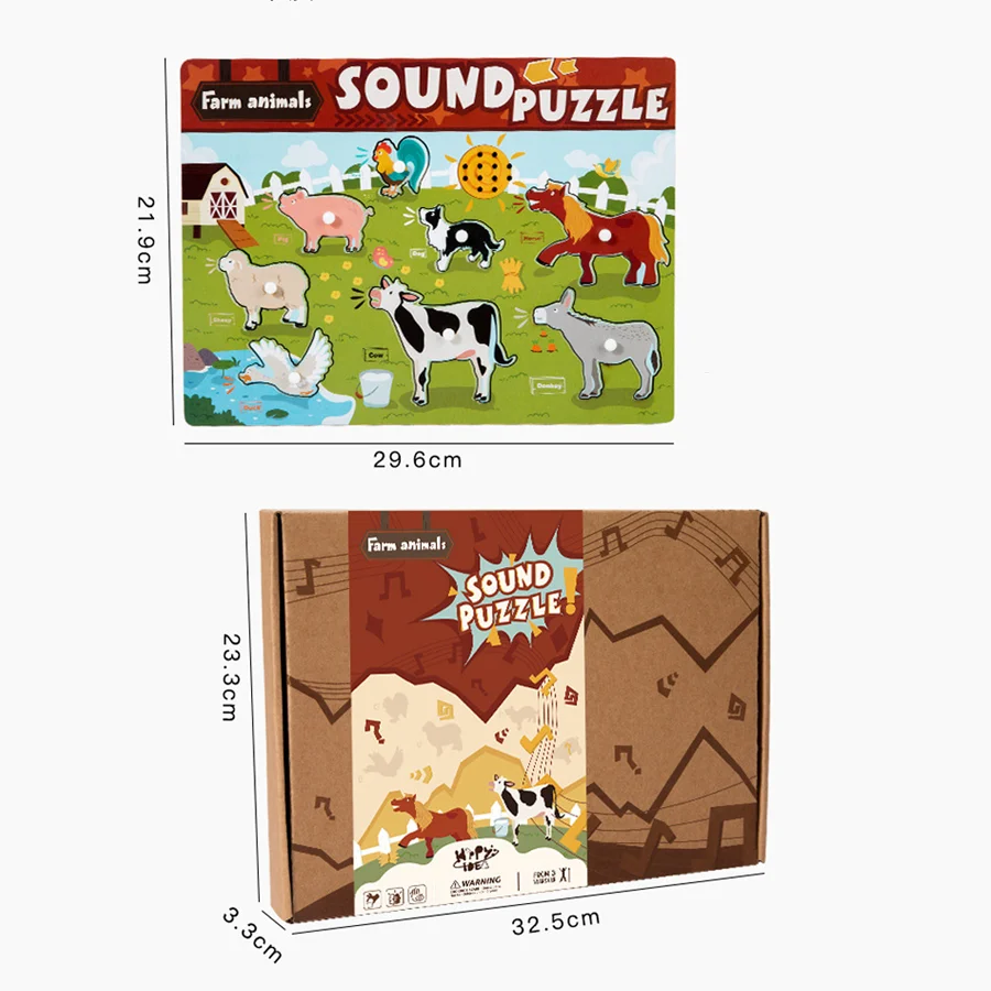 Jeu de Puzzle Sonore en Bois pour Enfant, Montessori, Jouets, Animal, Véhicule, Pince Musicale, Planche à oral illes