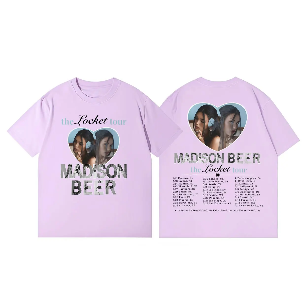 Singer Madison Beer The Locket Tour 2026 T-shirts High Quality Fashion Short Sleeve T Shirt Men Women Casual Oversized T-shirt